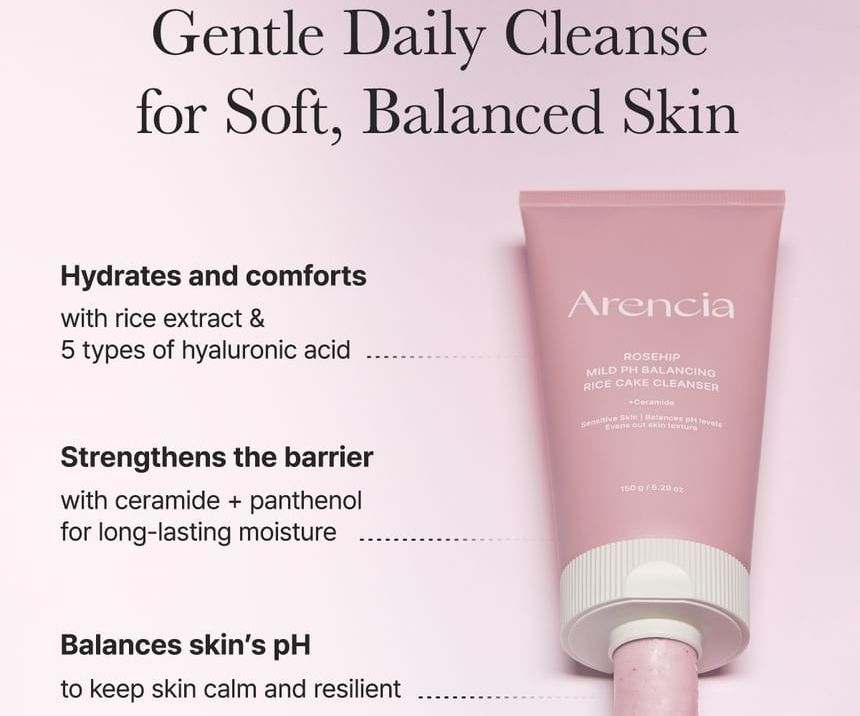 ARENCIA LIMPIADOR FACIAL BALANCE DE PH SUAVE DE ROSA 150 G