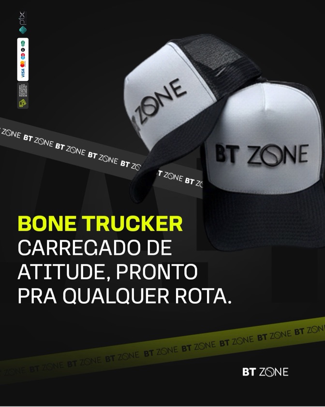 BONE TRUCKER CARRECADO DE ATITUDE, PRONTO PRA QUALQUER ROTA - BRANCO COM PRETO