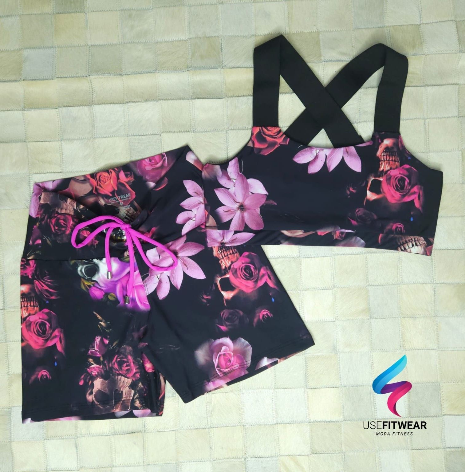 Conjunto Caveira Short com Cordão e Top Power