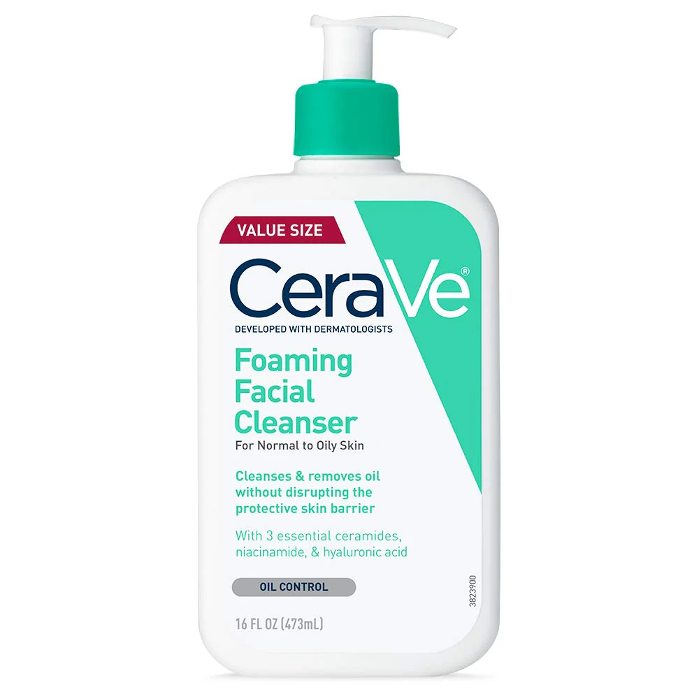 CeraVe Foaming Face Wash with Hyaluronic Acid and Niacinamide for Oily Skin