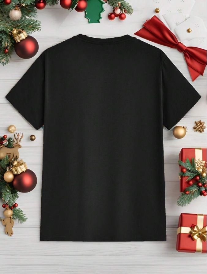 Manfinity VCAY 1pc Men Standard Fit Crew Neck Short Sleeve T-Shirt, Black, Vacation Black / M