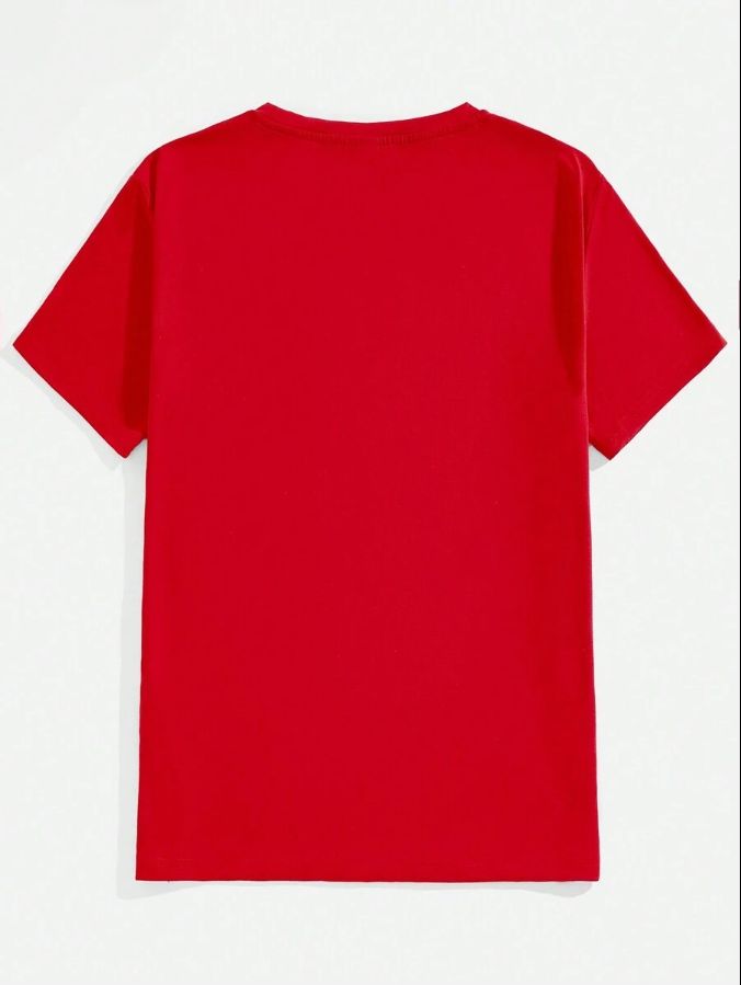 Manfinity Homme Manfinity Christmas Santa Claus Beer Design Round Neck Standard Fit Men Casual Red T-Shirt Red / S