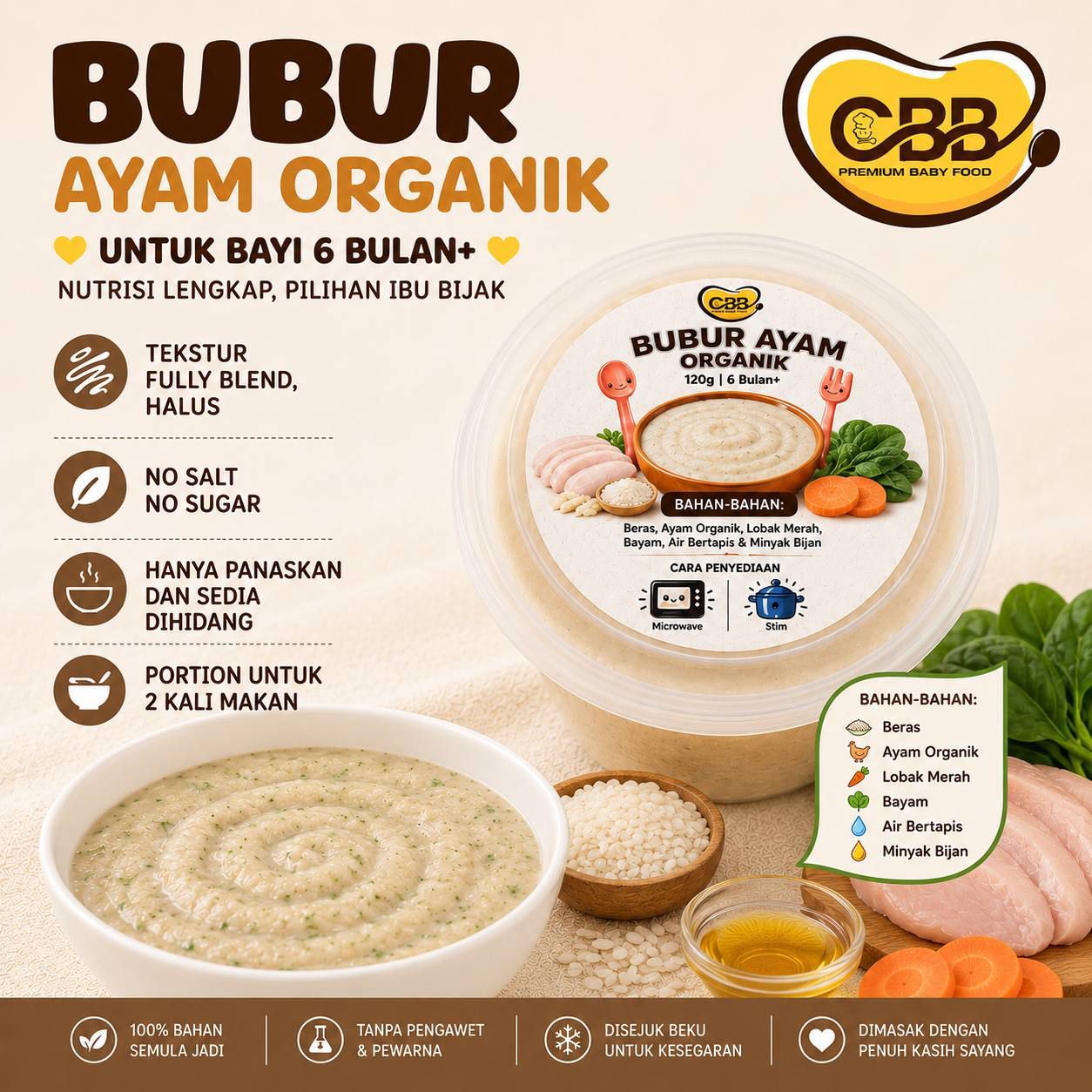 (6m+) Frozen —Bubur Ayam Organik