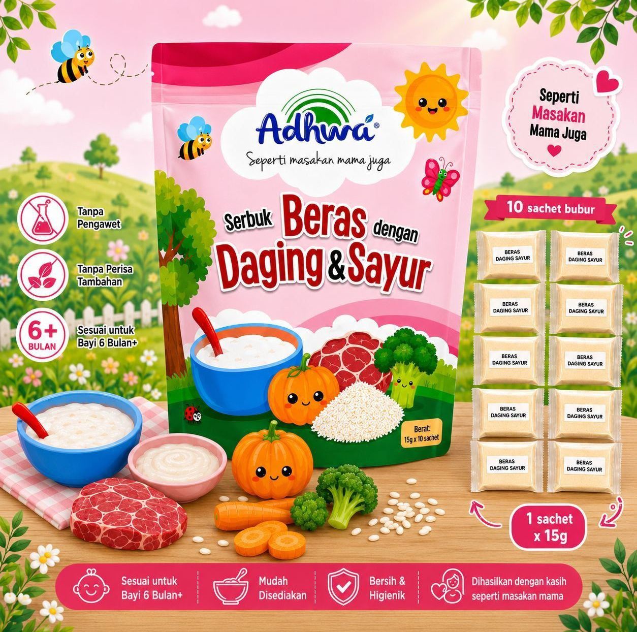 (6m+) Serbuk Beras Daging & Sayur