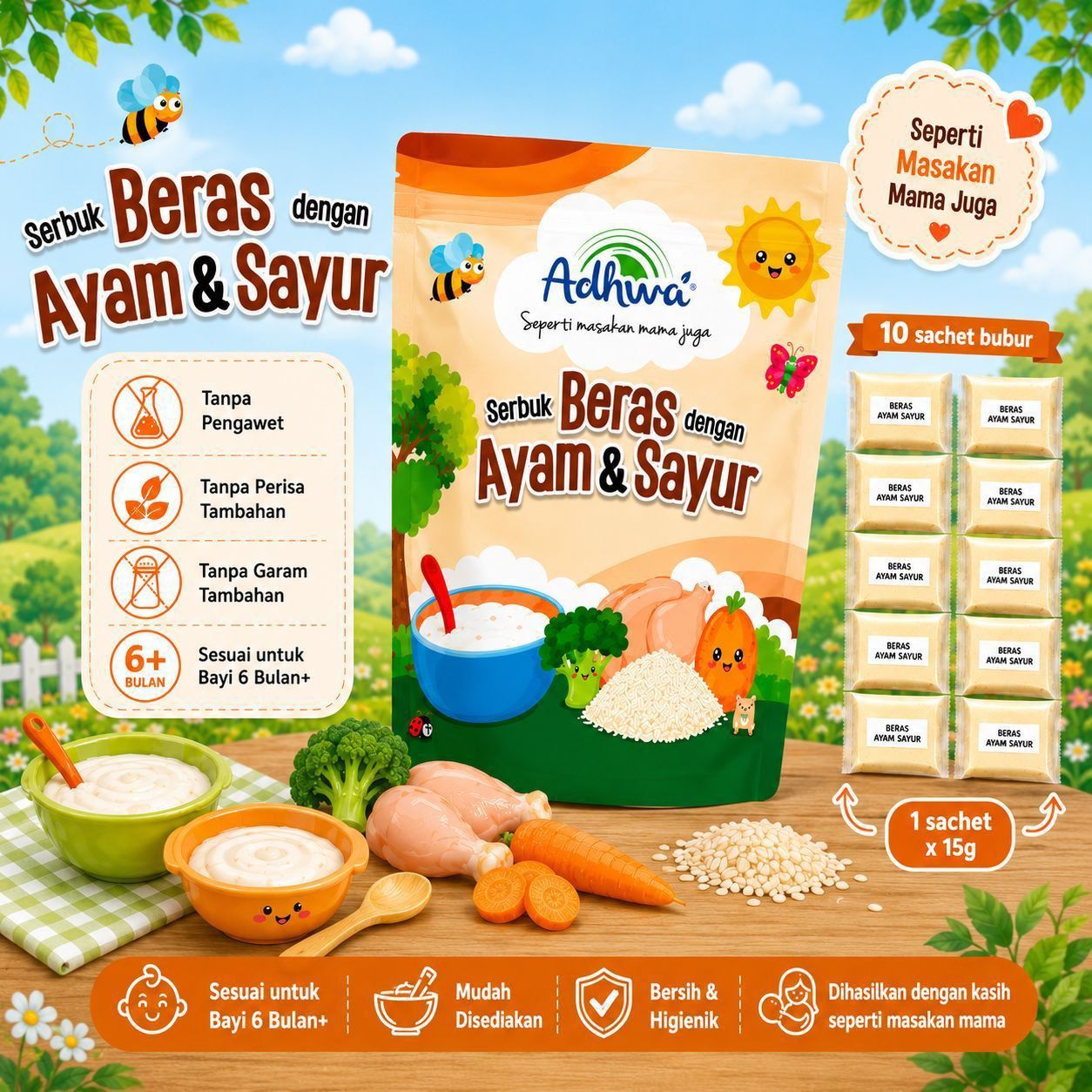 (6m+) Serbuk Beras Ayam & Sayur