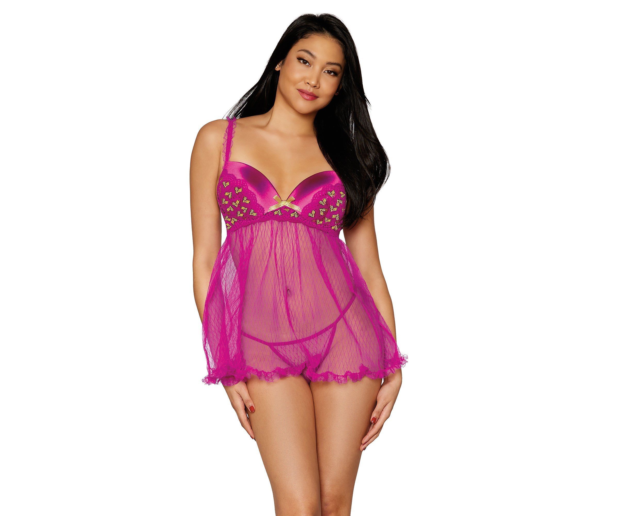 💖 Babydoll Fucsia con Copas