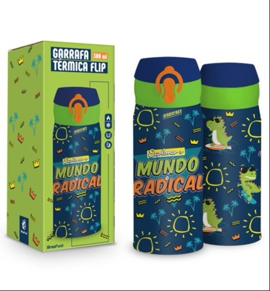 GARRAFA TÉRMICA FLIP 300ML MUNDO RADICAL