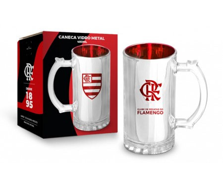CANECA VIDRO METALIC TIMES - FLAMENGO