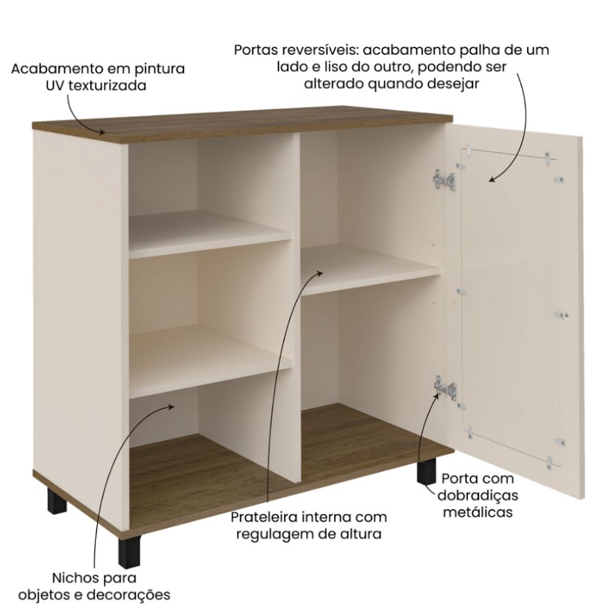 Buffet com Porta Reversível Charlotte