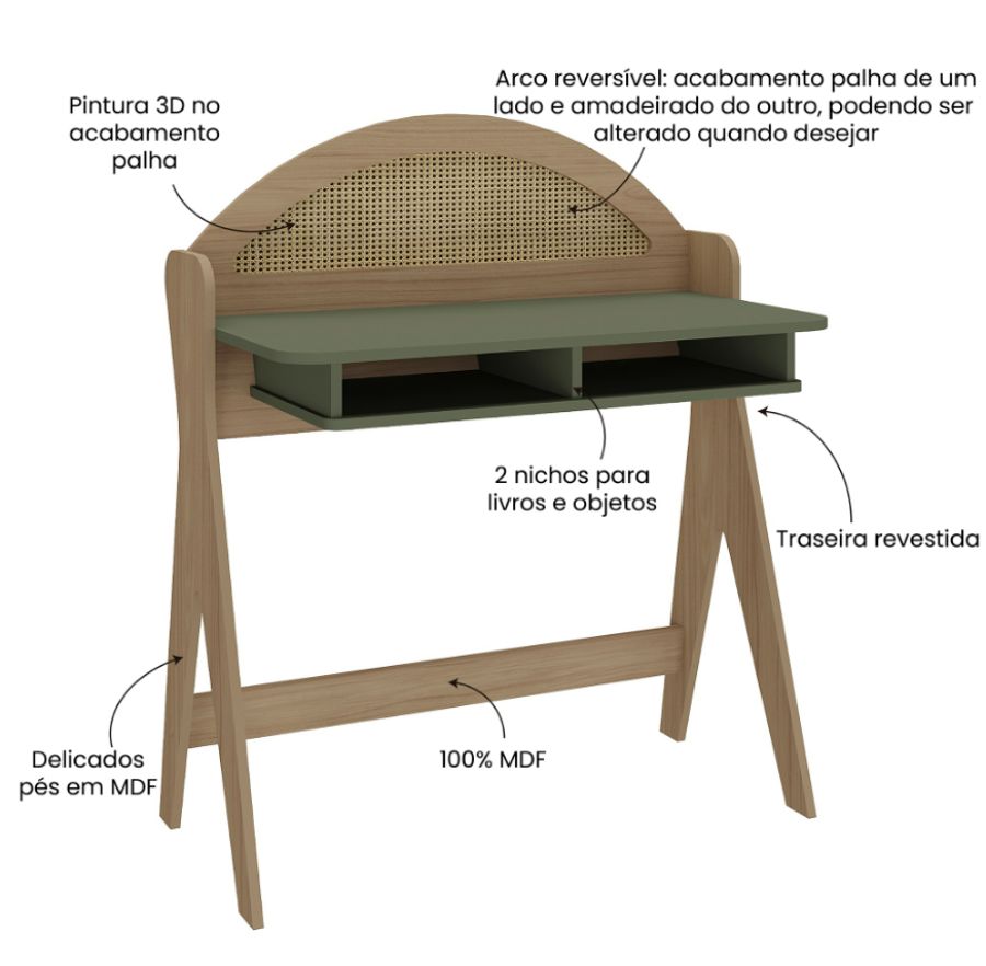 Escrivaninha com Arco Reversível Ceci