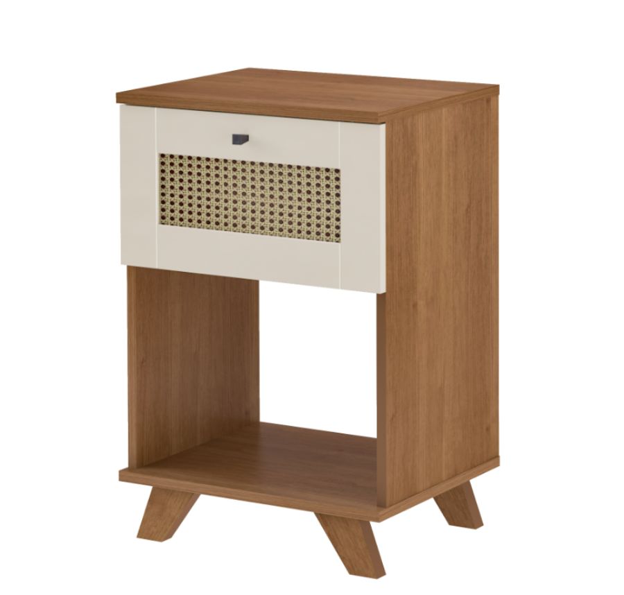 Mesa de Apoio com Pintura de Palha Trama
