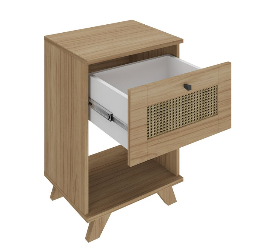 Mesa de Apoio com Pintura de Palha Trama