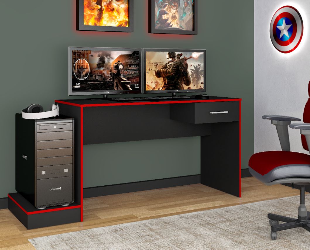 Escrivaninha com Borda Colorida Gamer