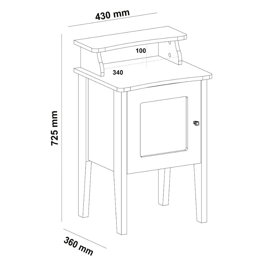 Mesa de Apoio com Porta Reversível Charlotte