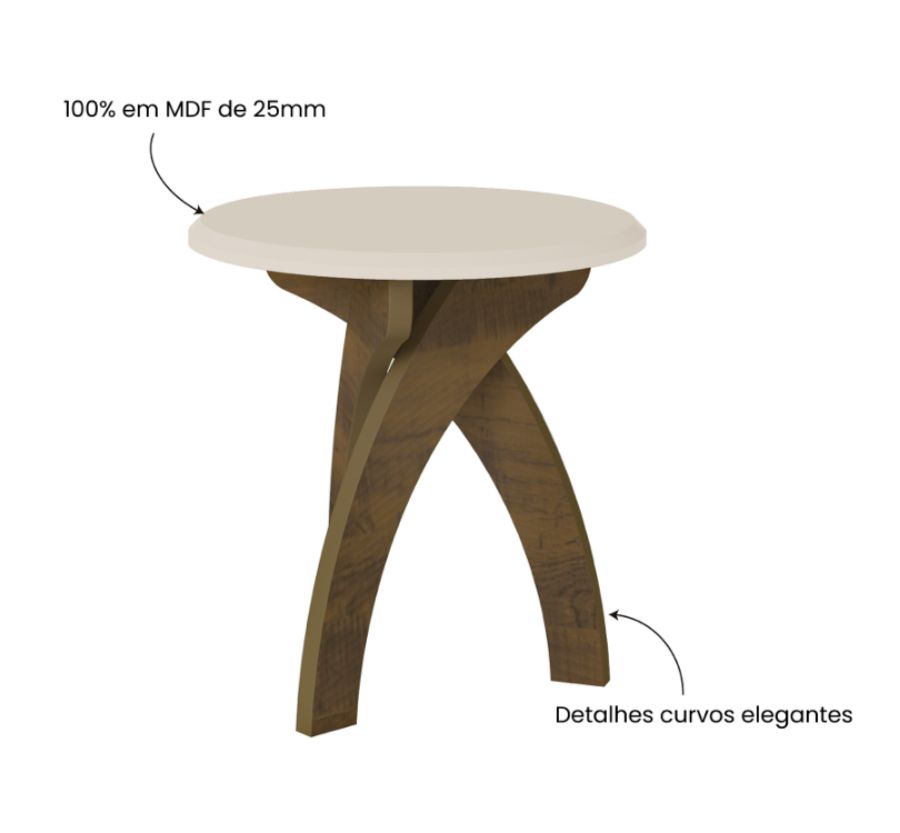 Mesa de Apoio com Detalhes Curvos Jade