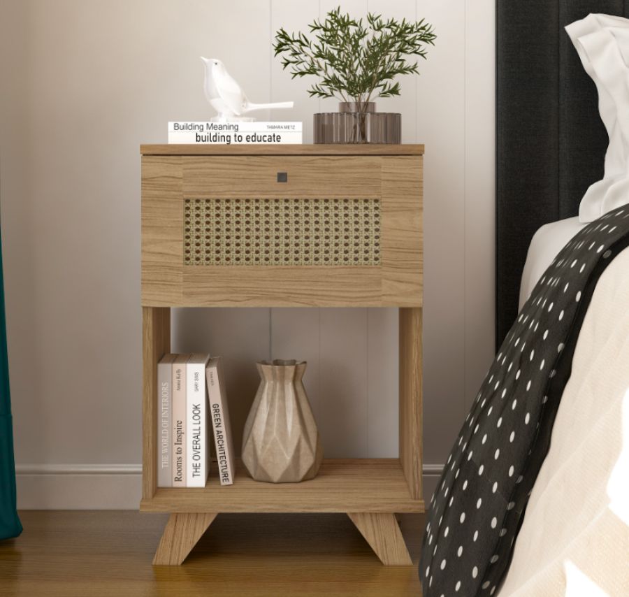Mesa de Apoio com Pintura de Palha Trama