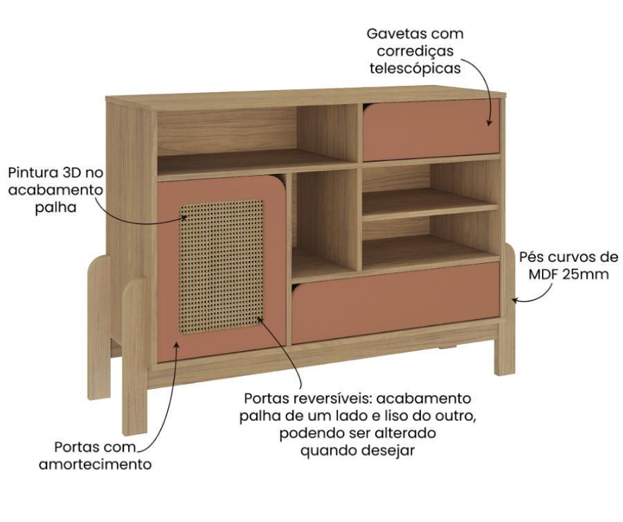 Buffet com Porta Reversível Nature