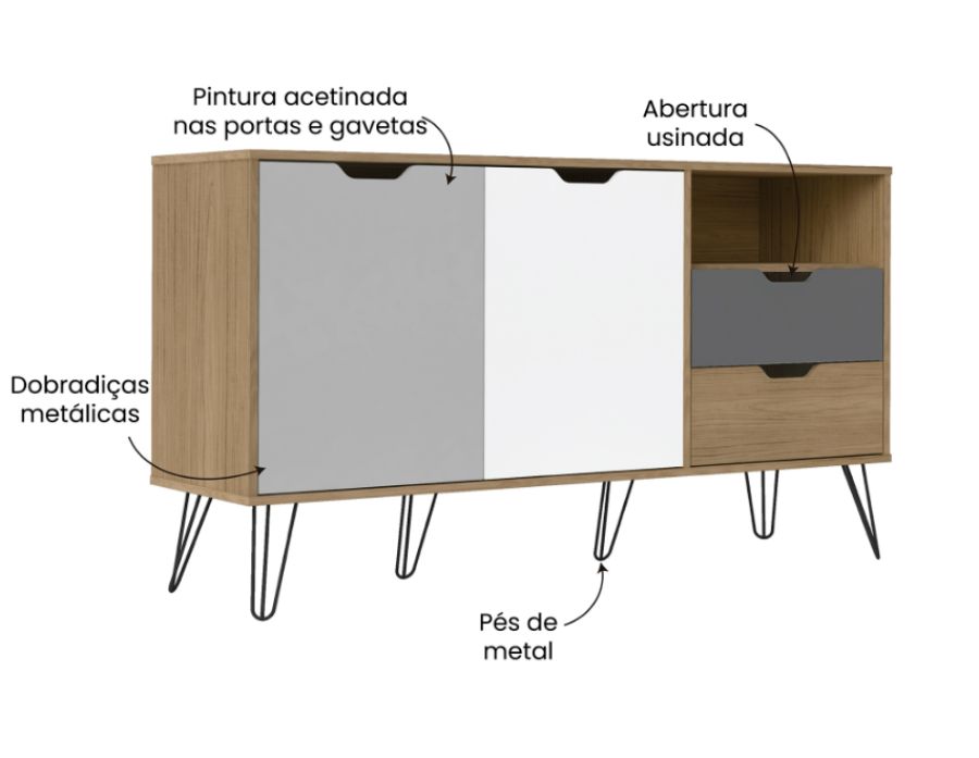 Buffet 2 Portas e 2 Gavetas Estocolmo
