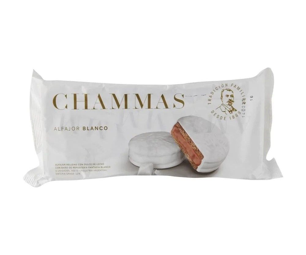 ALFAJOR CHAMMAS BLANCO POR 6 UNIDADES
