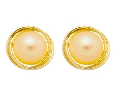 BRINCO DE PEROLA COM NINHO OURO 18K