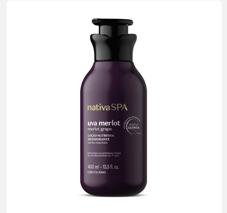 Boticario nativa spa uva merlot 400ml PIX R$56,12