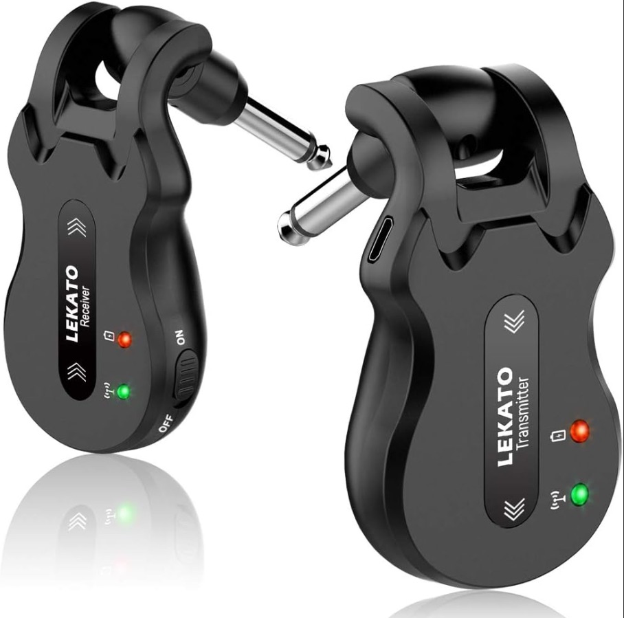 LEKATO Sistema de guitarra inalámbrica 5.8 transmisor de guitarra inalámbrico Receptor de audio recargable