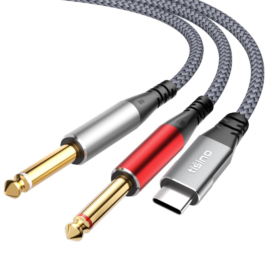 Tisino Cable Y, de USB-C a 2 Plug jack 1/4 (6.6 feets de largo)