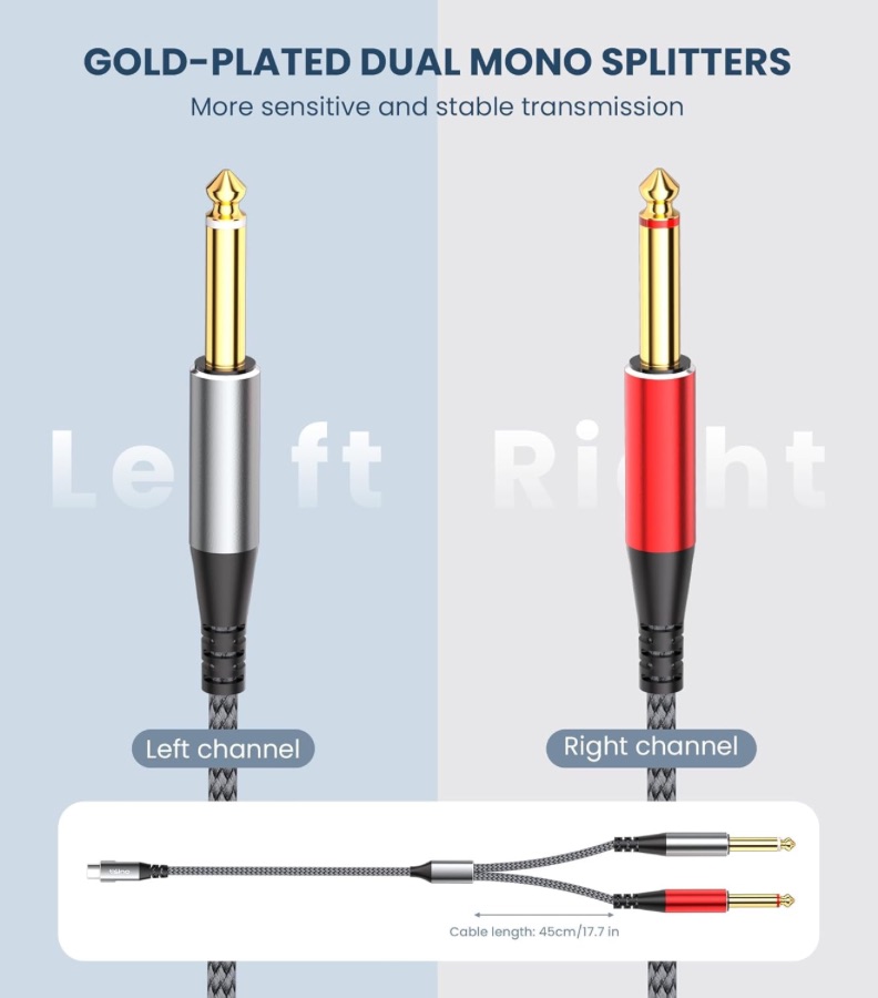 Extension de audifono de Jack 1/4 a hembra 3.55 mm (15 feets)