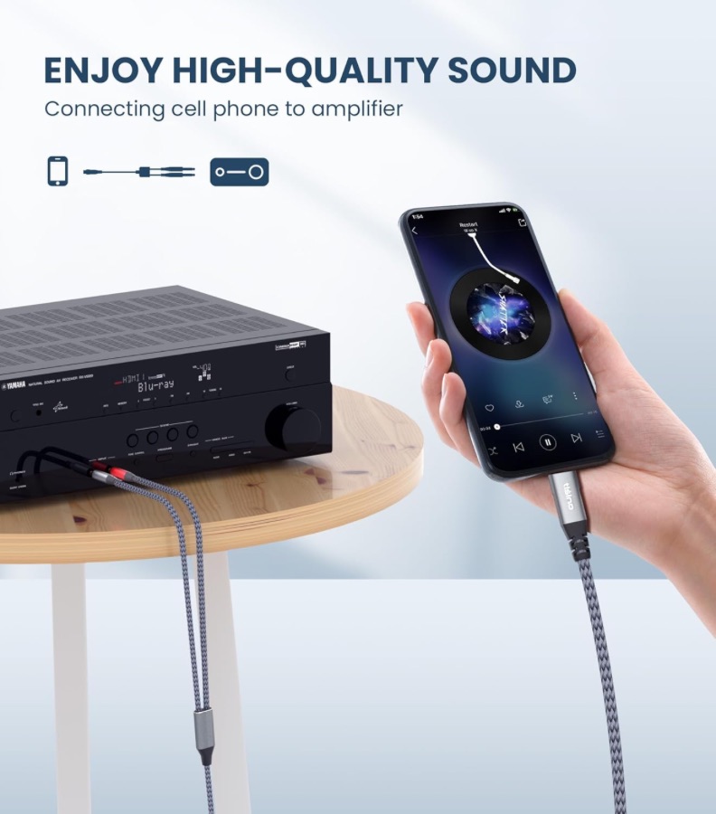 Tisino Cable Y, de USB-C a 2 Plug jack 1/4 (6.6 feets de largo)