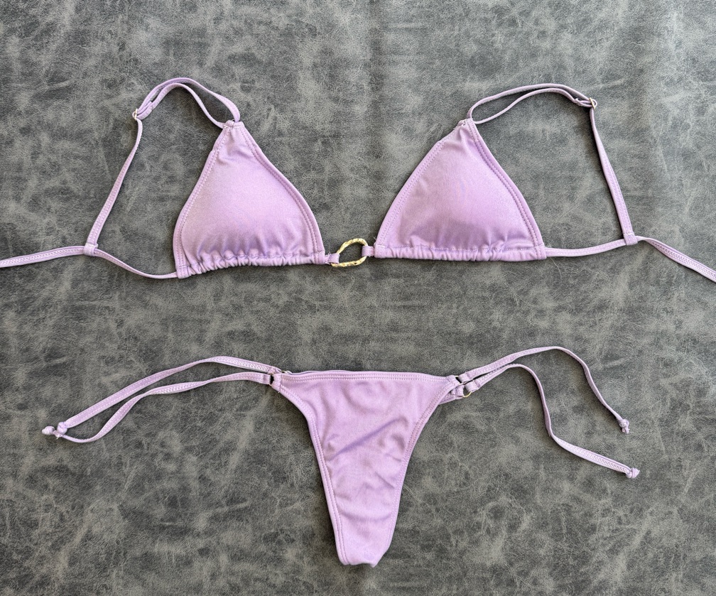 BIKINI FOLI | Foil lurex | Top triángulo con aplique + colaless para atar | AR4737