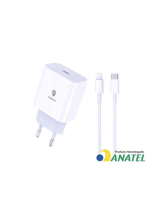 Carregador de tomada + cabo USB - C Lightning