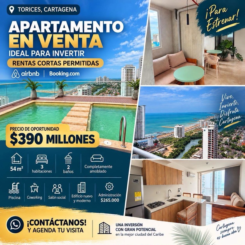 APARTAMENTO EN VENTA EN TORICES PARA ESTRENAR