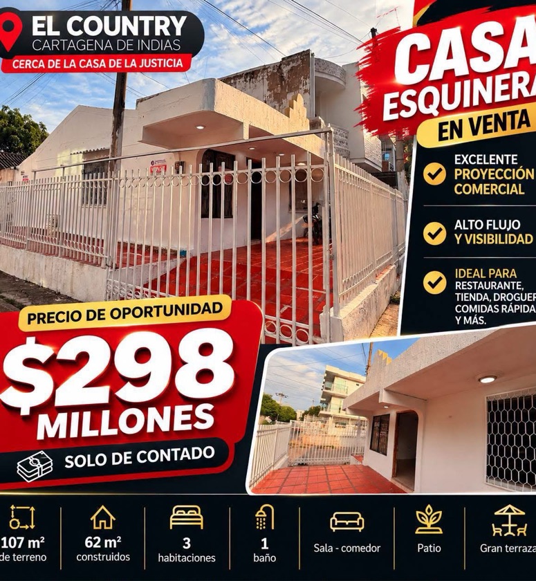 CASA ESQUINERA EN EL COUNTRY