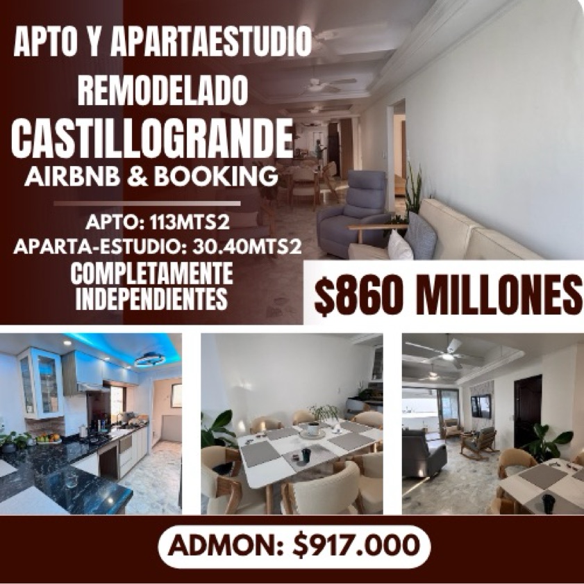 APTO + APARTAESTUDIO DUPLEX EN CASTILLOGRANDE E