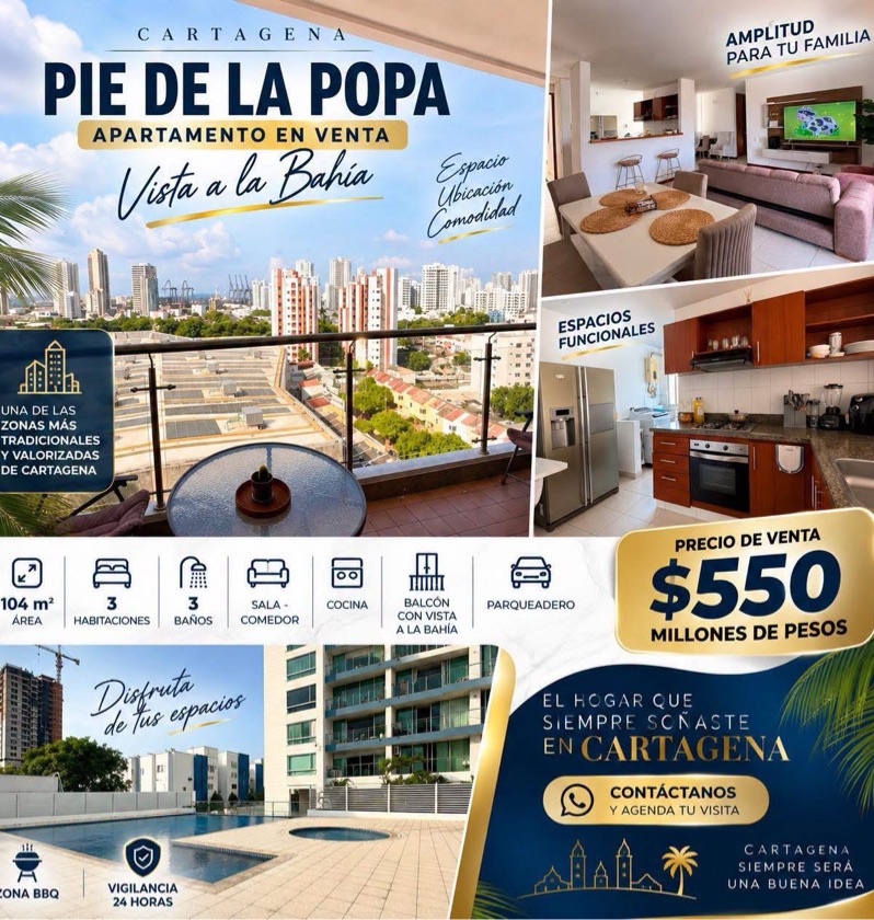 APARTAMENTO EN VENTA PIE DE LA POPA