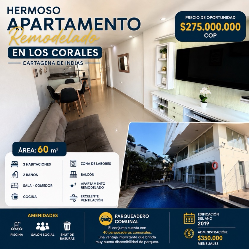 APTO EN VENTA EN LOS CORALES