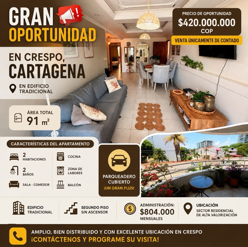 APTO EN VENTA EN CRESPO