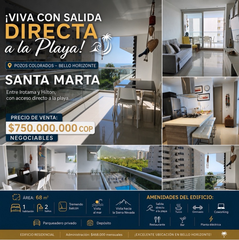 APTO EN SANTA MARTA EN VENTA
