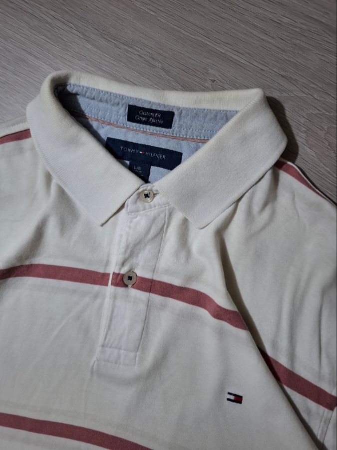 White Striped Tommy Hilfiger Polo Shirt