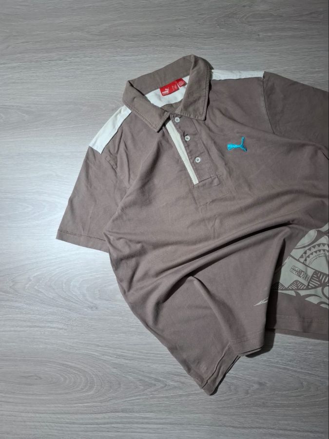 Puma Taupe Tribal Graphic Polo