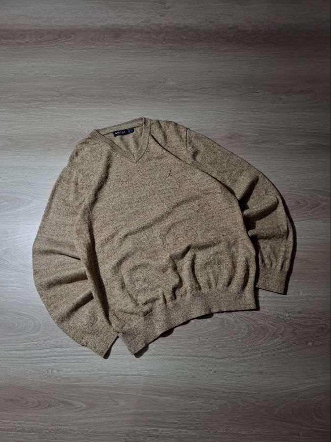 Nautica V-Neck Knit Sweater Oatmeal / Beig