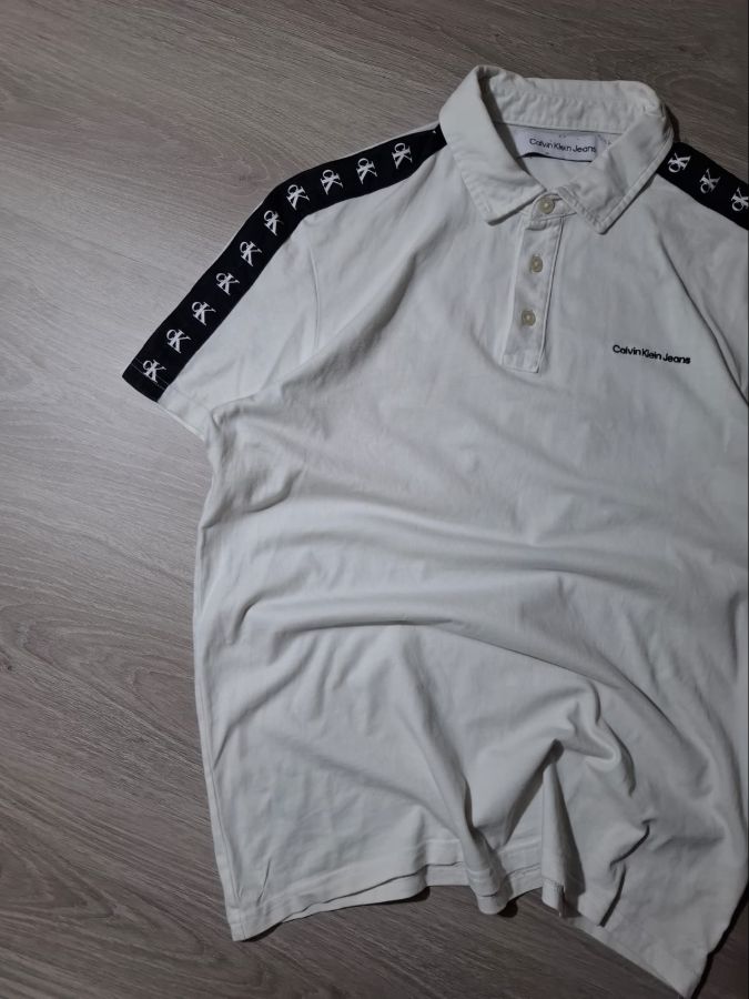 Calvin Klein Jeans White Logo Tape Polo
