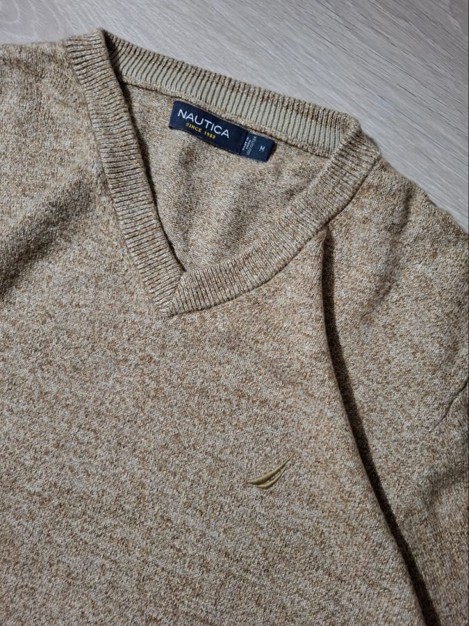Nautica V-Neck Knit Sweater Oatmeal / Beig