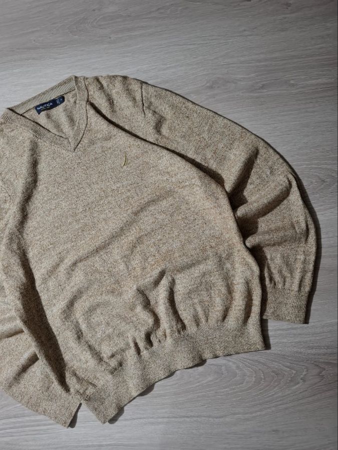 Nautica V-Neck Knit Sweater Oatmeal / Beig
