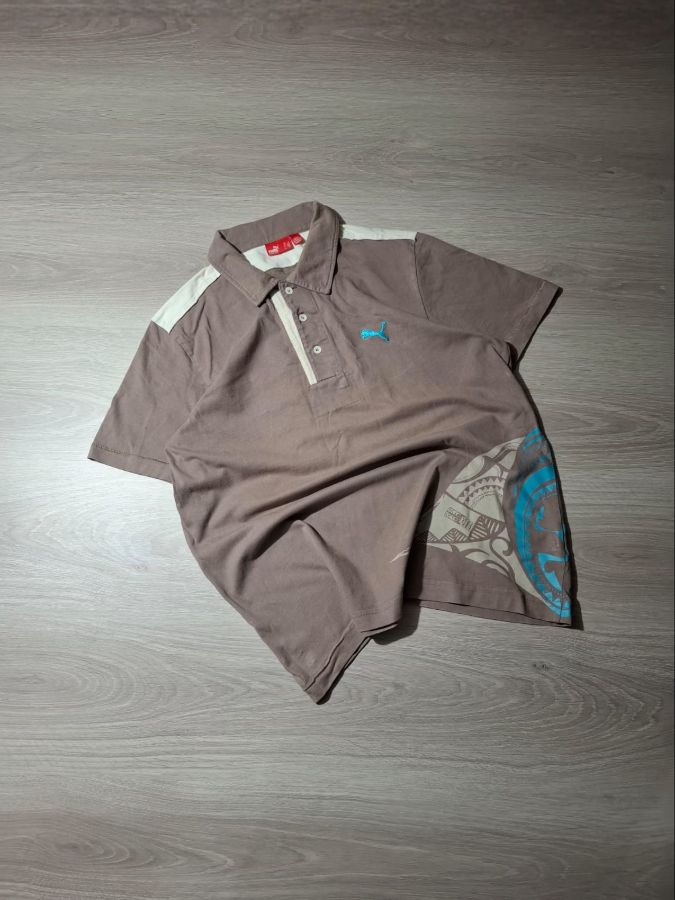 Puma Taupe Tribal Graphic Polo