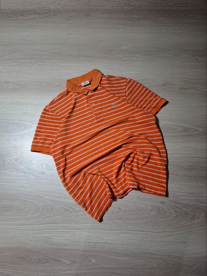 Lacoste Striped Polo Shirt Orange / White