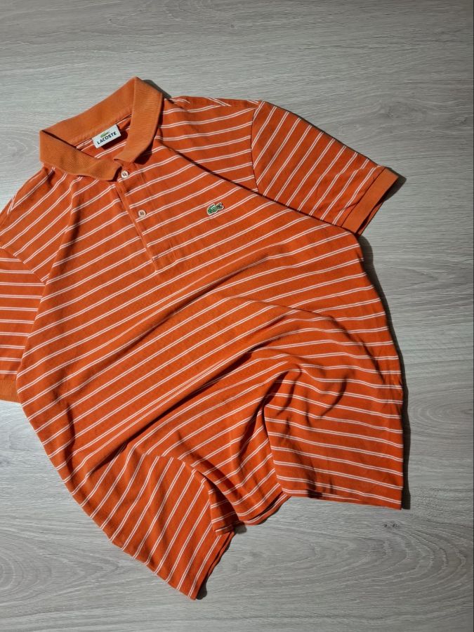 Lacoste Striped Polo Shirt Orange / White