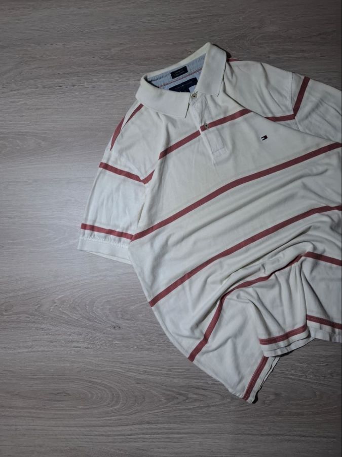 White Striped Tommy Hilfiger Polo Shirt