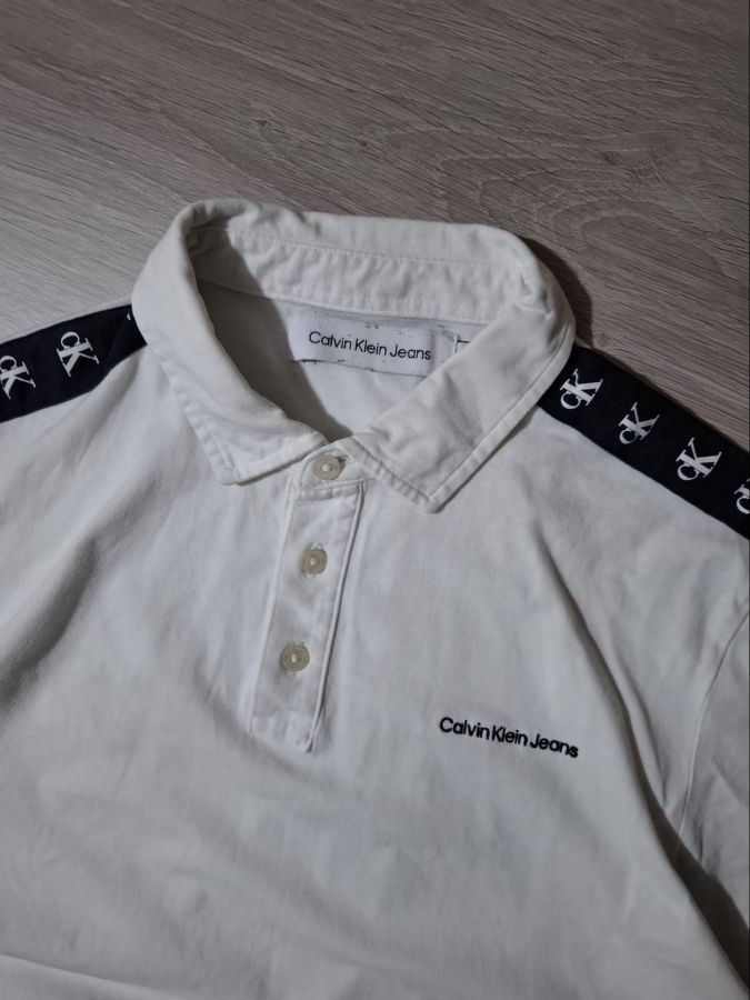 Calvin Klein Jeans White Logo Tape Polo