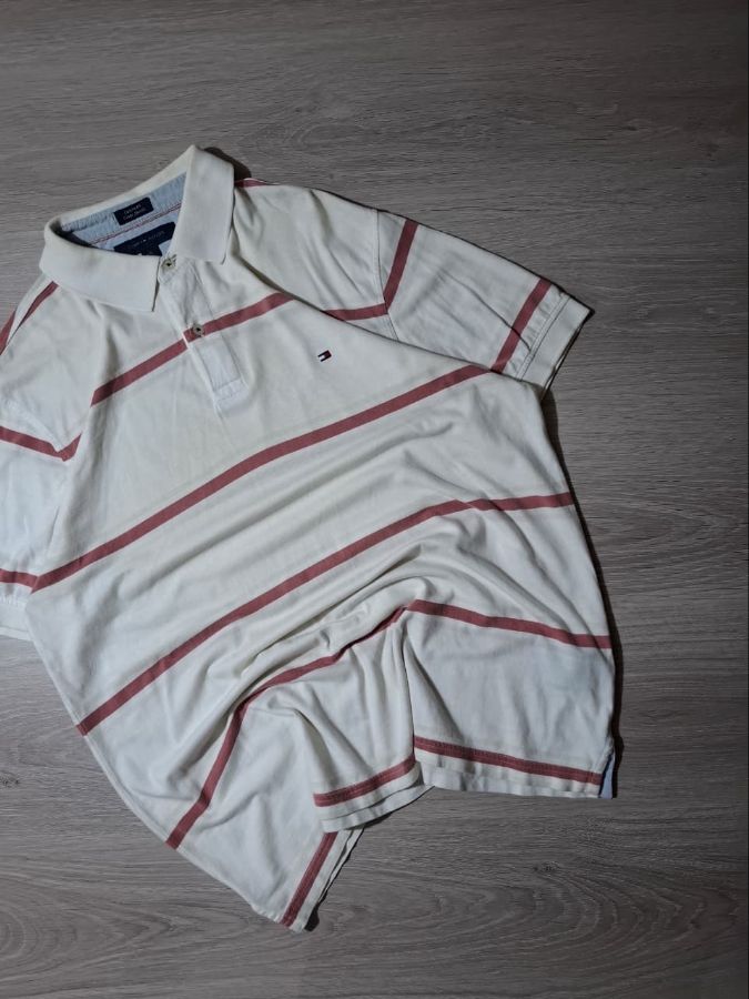 White Striped Tommy Hilfiger Polo Shirt